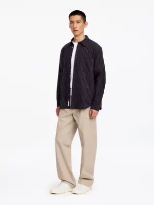 Chemise en flanelle brossée - Carreaux/Bleu marine foncé — photo 2