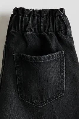 Jean paper bag Wide Leg - Noir denim délavé — photo 2