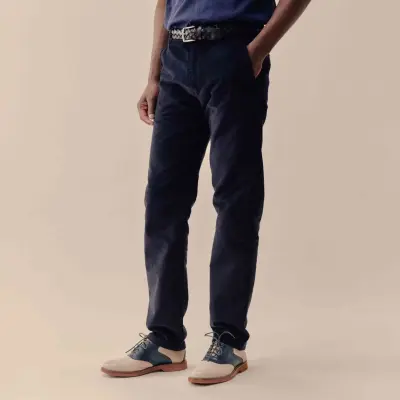Chino marine Jeannot velours demi-slim — photo 3