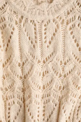 Pull en maille pointelle - Beige clair — photo 5