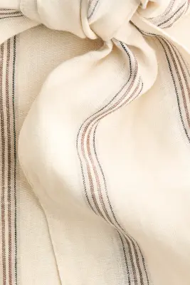 Jupe portefeuille en lin - Beige clair/rayé — photo 2