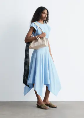 Robe midi en popeline de coton - Bleu clair — photo 3