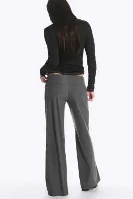 Pantalon de costume à enfiler taille basse - Gris foncé rayé — photo 3