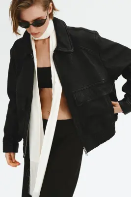 Veste en cuir - Noir — photo 2