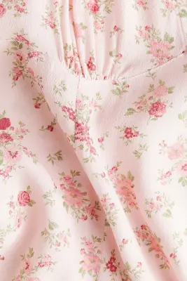 Robe en viscose avec jupe évasée - Rose clair/fleuri — photo 3