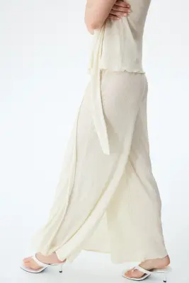 Pantalon froissé à effet croisé - Beige clair — photo 2