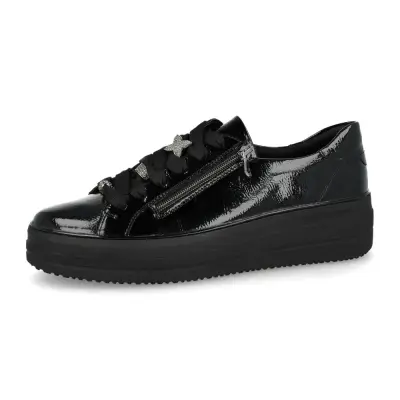 Baskets Remonte D1C09-00 Noires - Cuir Verni Lacets Zip Grande Pointure Femme — photo 1