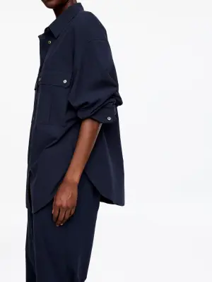 Chemise utilitaire en coton - Bleu foncé — photo 3