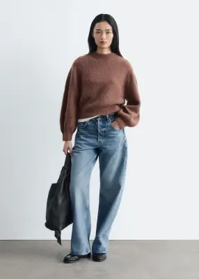 Pull en mélange d’alpaga à manches bouffantes - Marron Clair — photo 2