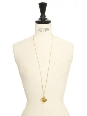 Collier sautoir chaîne fine laiton dorée pendentif losange Prix boutique 600€ — photo 1