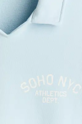 Sweat de rugby Oversized Fit - Bleu clair/Soho NYC — photo 4