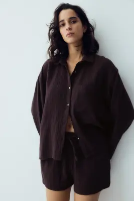 Chemise et short de pyjama - Marron foncé — photo 1