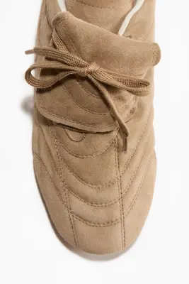 Sneakers en cuir velours - Beige — photo 4