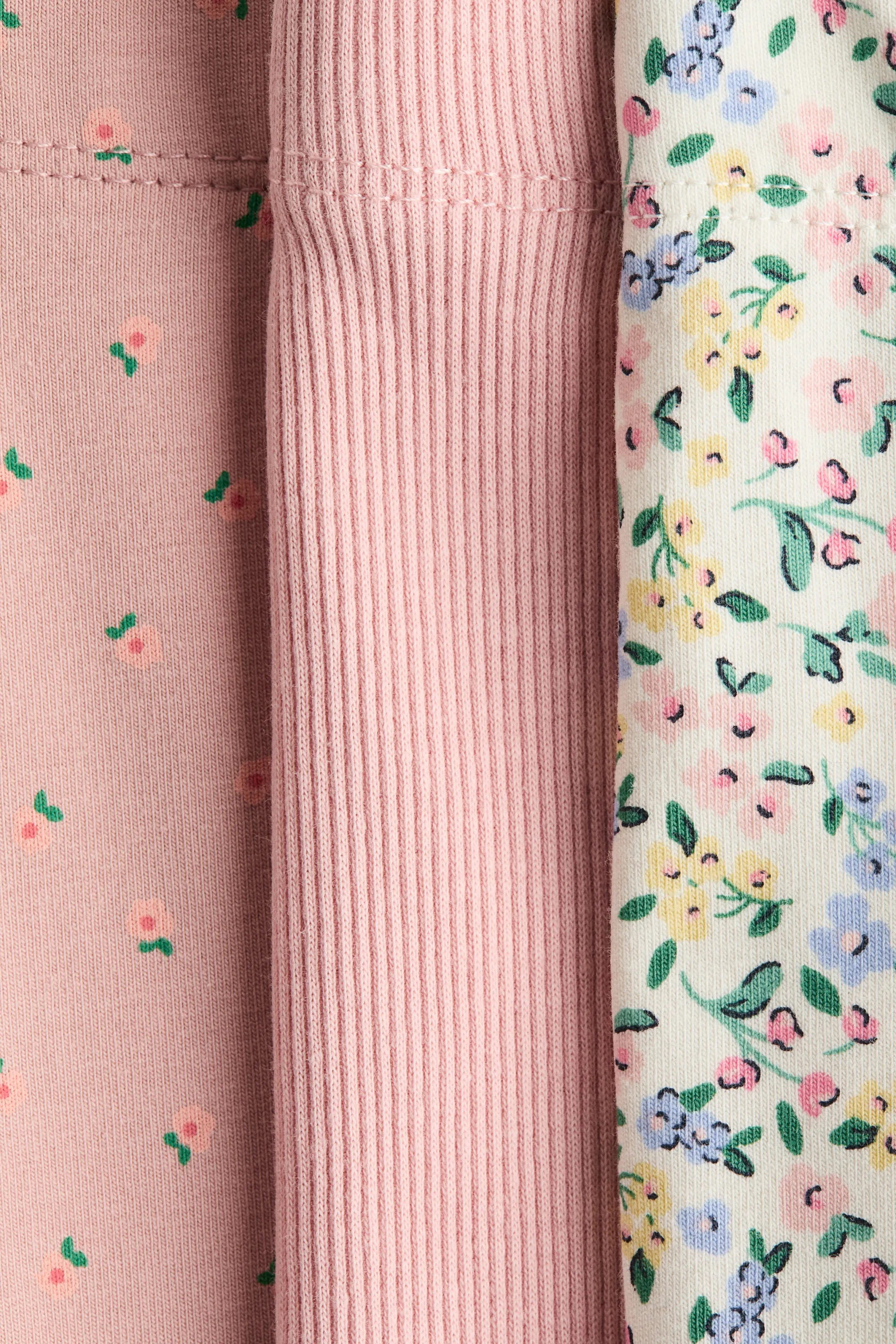 Lot de 3 leggings en coton - Rose ancien clair/fleuri