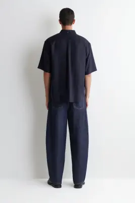CHEMISE POPOVER OVERSIZE - BLEU MARINE — photo 5