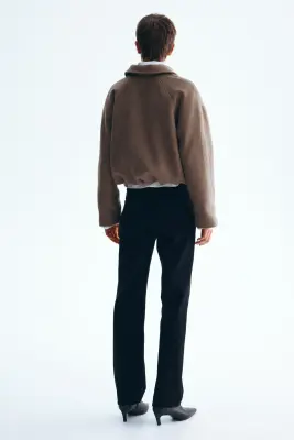 Veste courte en laine mélangée - Taupe foncé — photo 4