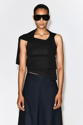 PANTALON LARGE EN LIN - BLEU MARINE — photo 1