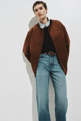 Veste sans col - Marron — photo 1