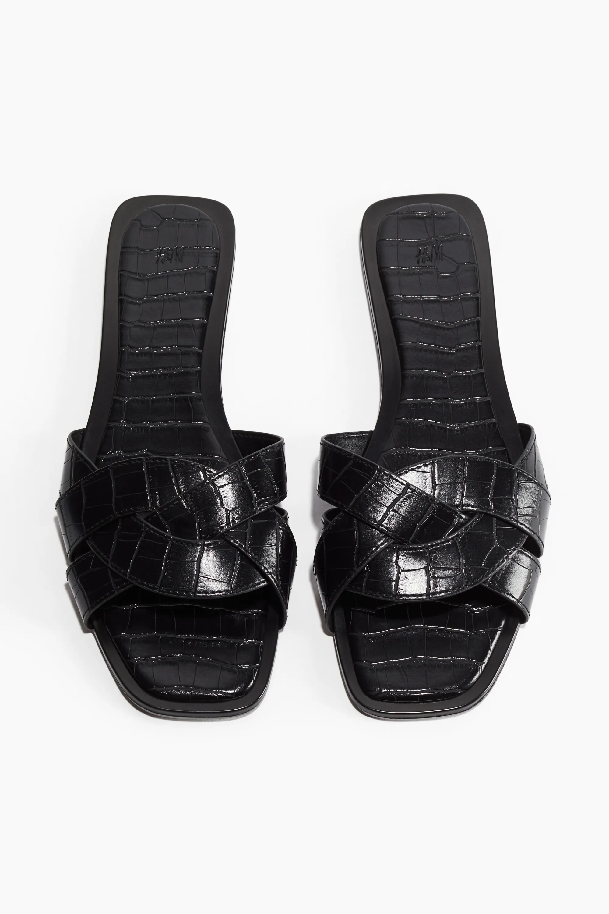 Sandales tressées - Noir/motif croco