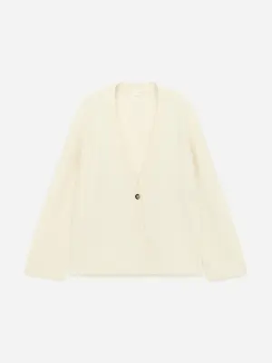 Cardigan en mélange de laine et d'alpaga - Blanc cassé — photo 1