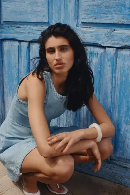 Robe en denim avec jupe évasée - Bleu denim clair — photo 3