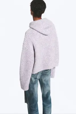 Sweat à capuche en maille avec cordon de serrage - Lilas — photo 3