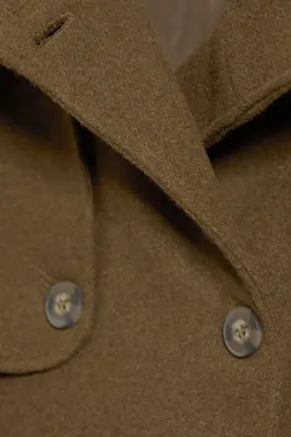 Veste en laine mélangée à col cheminée - Marron poudré — photo 4