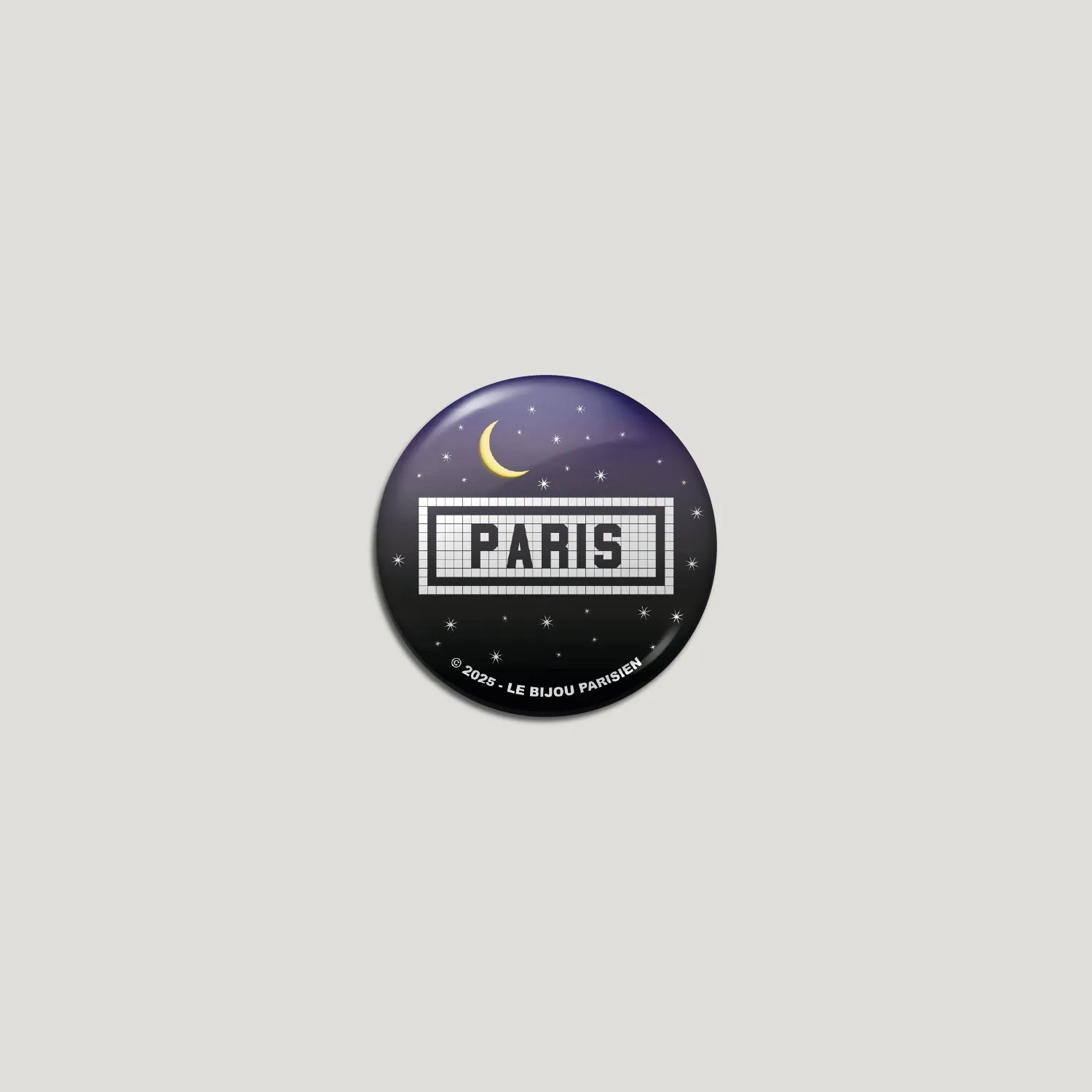 BADGE 32 MM - DESIGN INSPIRÉ DU MÉTRO PARISIEN - PARIS BY NIGHT