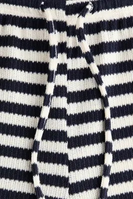 Pantalon en maille - Blanc/rayures bleu marine — photo 4