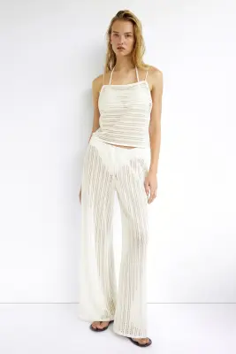 Pantalon de plage à jambes droites - Crème — photo 2