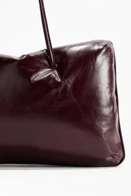 Sac porté épaule en cuir matelassé - Bordeaux — photo 2