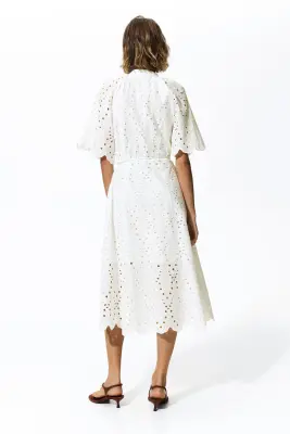 Robe chemise avec broderie anglaise - Blanc — photo 2