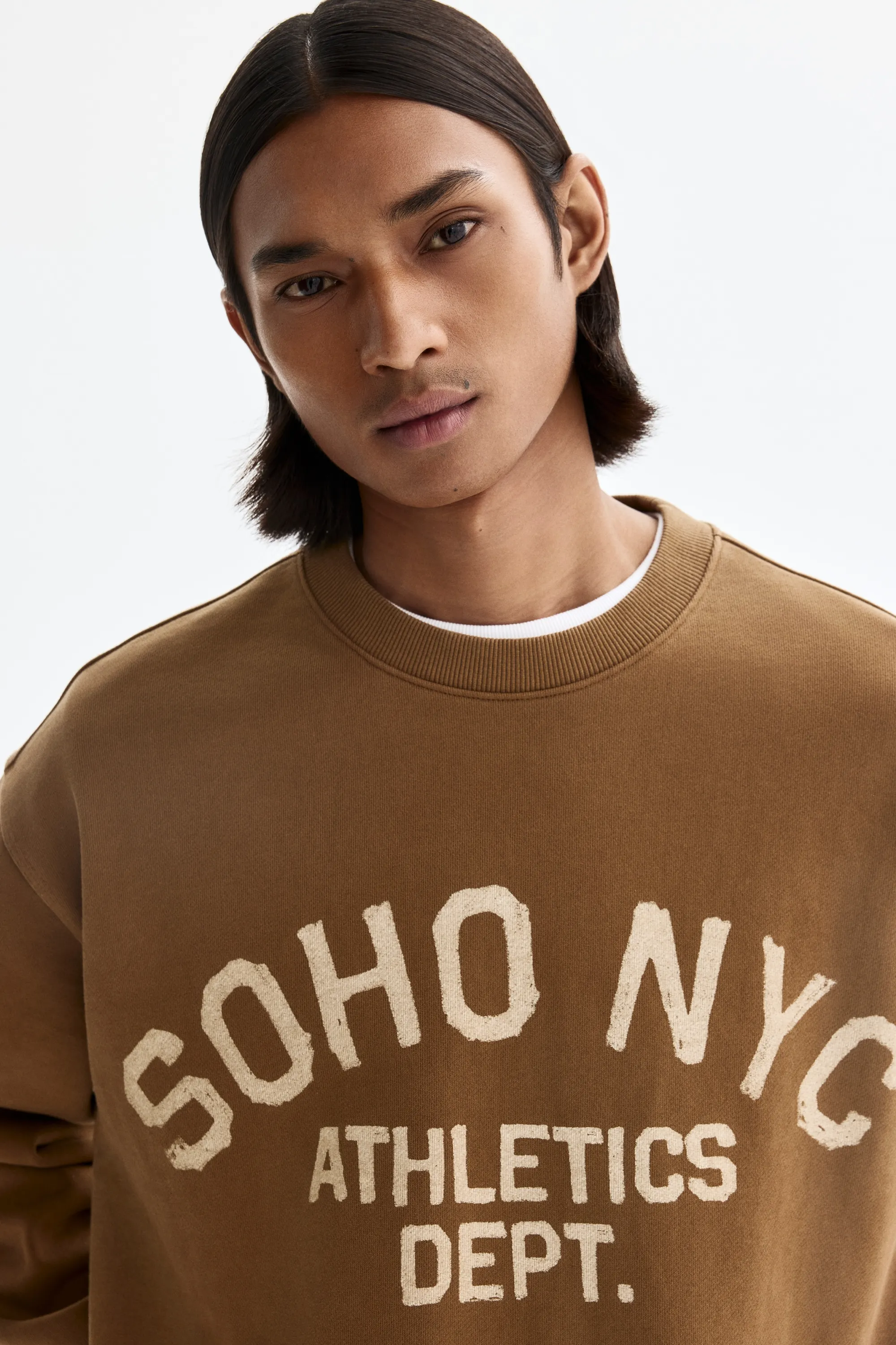 Sweat imprimé Loose Fit - Beige foncé/SoHo NYC