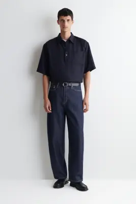 CHEMISE POPOVER OVERSIZE - BLEU MARINE — photo 4