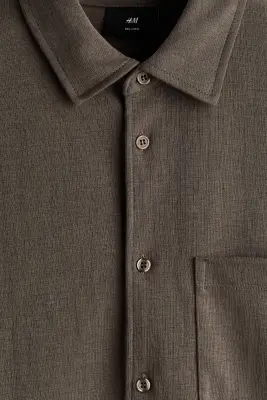 Chemise Relaxed Fit en jersey - Taupe foncé — photo 5