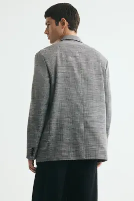 Veste Relaxed Fit à fermeture croisée - Gris/carreaux — photo 3