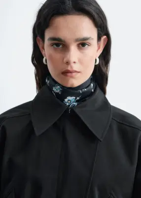 Veste ceinturée en sergé de coton - Noir — photo 4