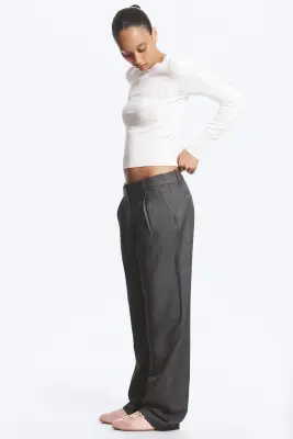 Pantalon de costume à jambes fuselées et coupe ample - Gris foncé chiné — photo 1
