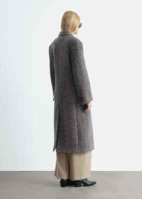 Manteau croisé en coton et en laine - Beige — photo 5