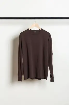 Comoli – Cotton Jersey Long-Sleeve T-Shirt E03-05009 – BROWN — photo 3