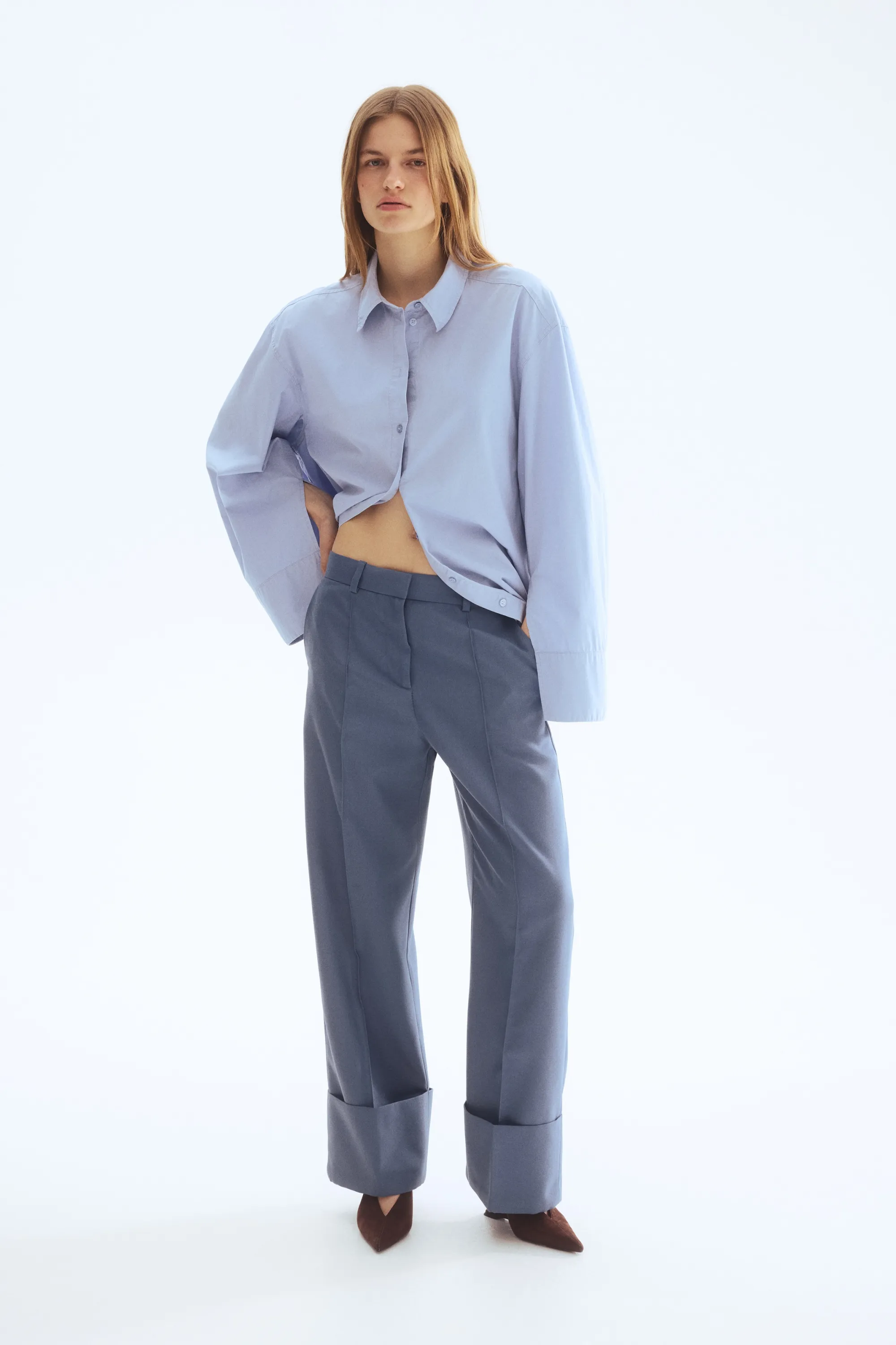 Pantalon chic en twill - Bleu ancien