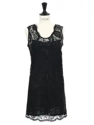 Robe sans manche en dentelle noire Px boutique 600€ Taille 34 — photo 1