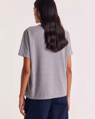 Tee-shirt Bree gris chiné brodé — photo 7