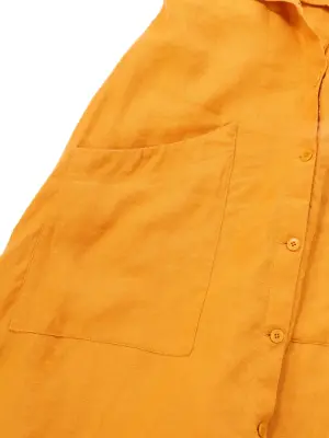 Robe longue à fines bretelles et boutons en lin jaune tournesol Prix boutique 350€ Taille 40 — photo 5