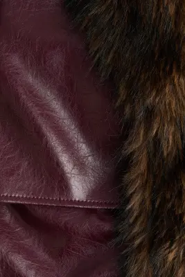 Veste courte en tissu enduit - Bordeaux/marron — photo 4