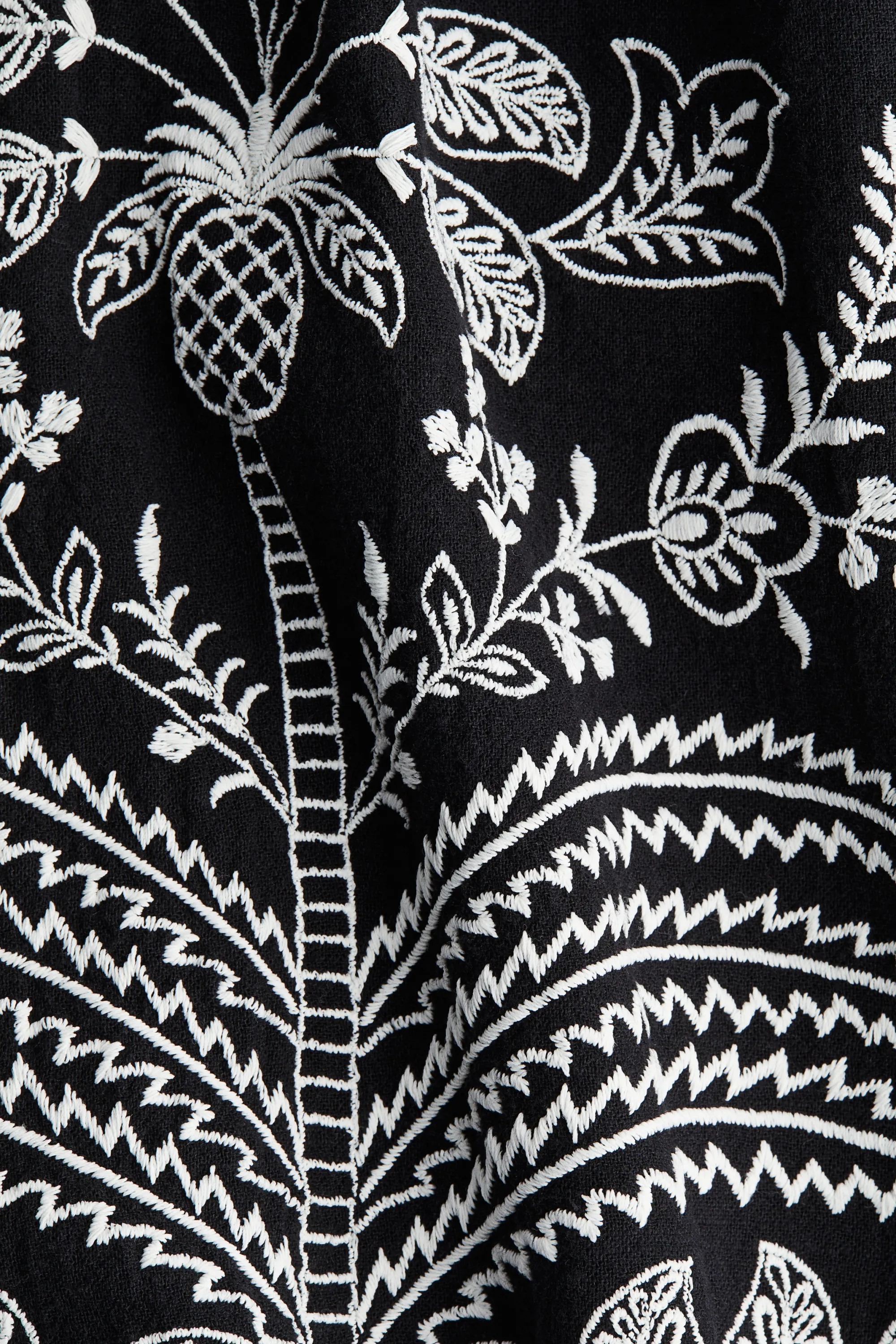 Robe brodée en coton - Noir