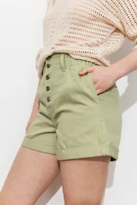 Short en jean à boutons Femme — photo 5