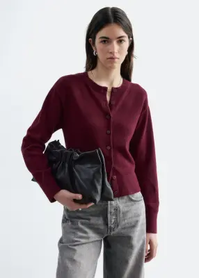 Cardigan en maille fine - Rouge foncé — photo 2