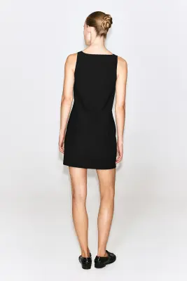 ROBE EN JERSEY CRÊPE À ENCOLURE CARRÉE - NOIR — photo 3