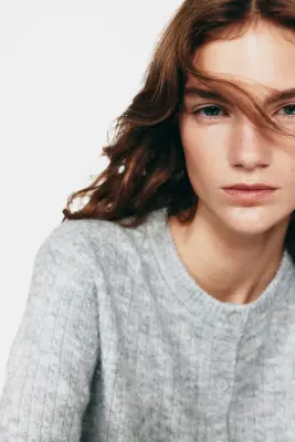 Gilet en maille torsadée - Gris chiné — photo 1